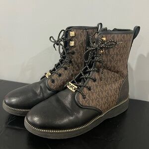 Michael Kors Black and Brown Lace-Up Boots